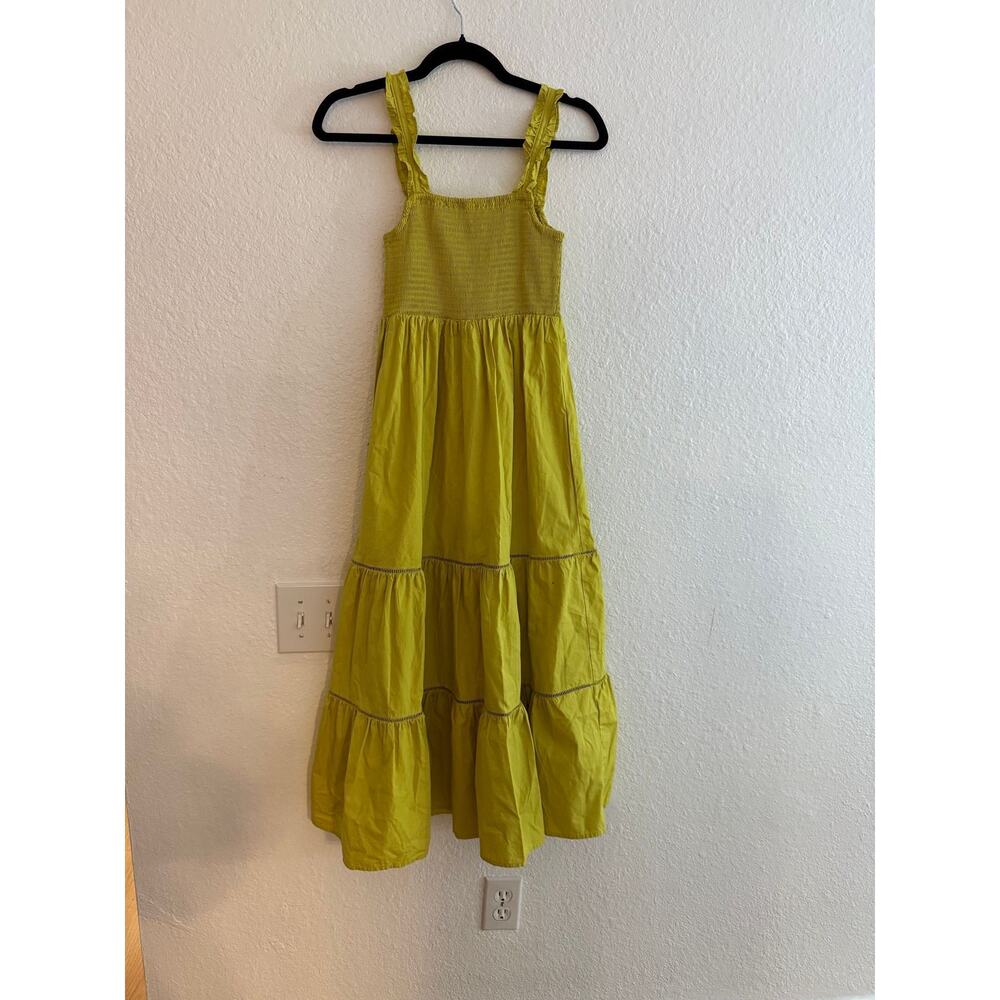 O.P.T. Yellow Tiered Midi Dress Size Small - Picture 2 of 4